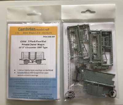 Cambrian C030W 7 Plank Fixed End Private Owner Wagon Kit
